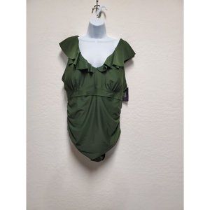 Daci Falbala Plus Size One Piece Swimsuits for Women Ruffled Tummy Control Bathi